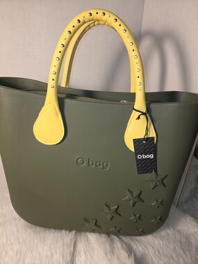 Obag Women’s Olive Green Tote with Yellow Accent